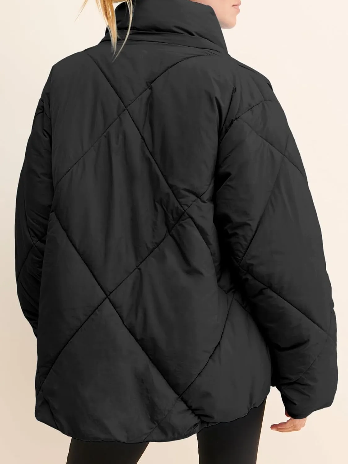Dellytop Womens Zipper Hooded Puffer Jacket Long Sleeve Winter Warm Down Coats with Pockets