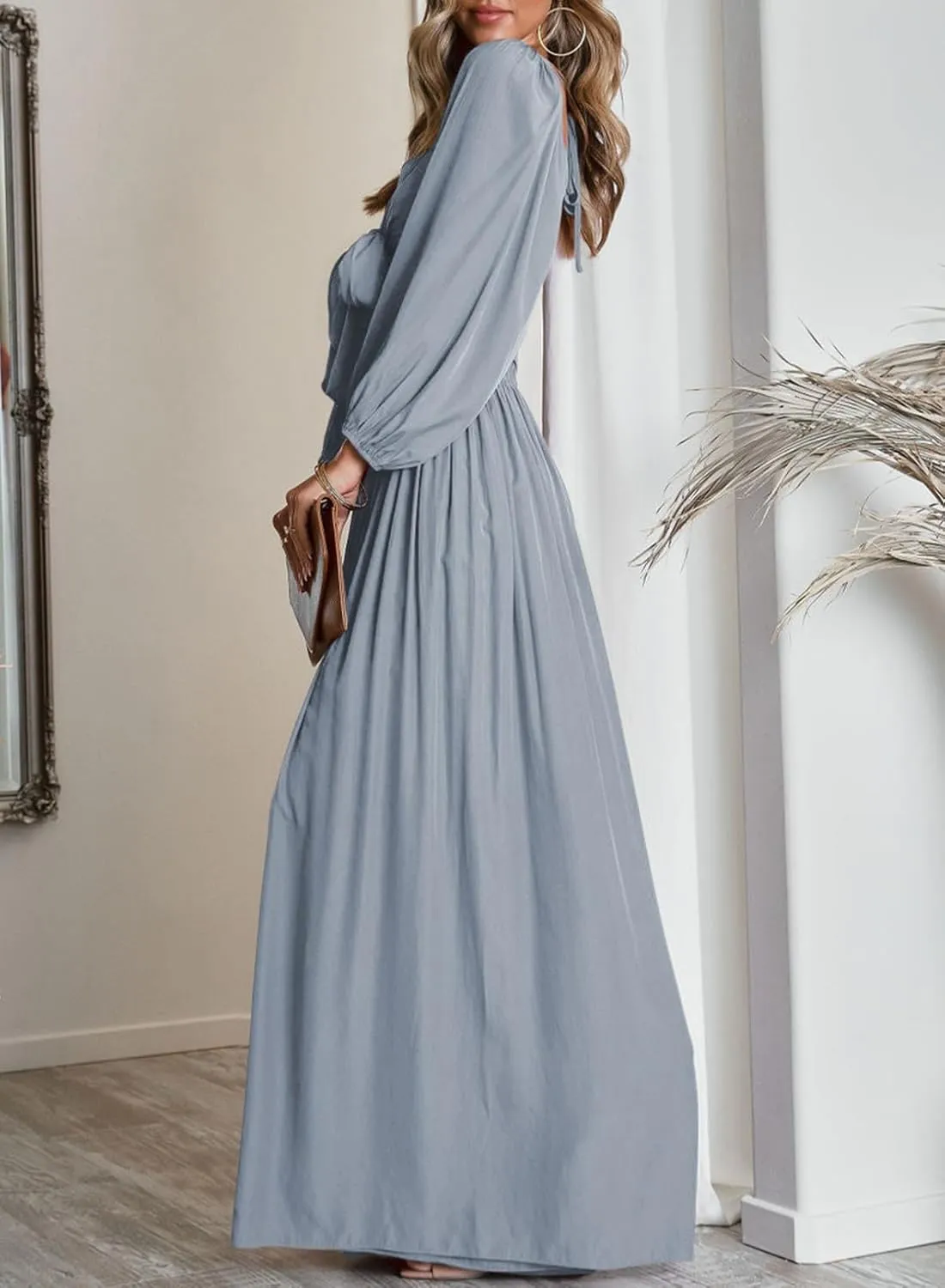 Dokotoo Two Piece Outfits for Women Heart Neck Long Sleeve Crop Tops and Wide Leg Palazzo Pants Lounge Set