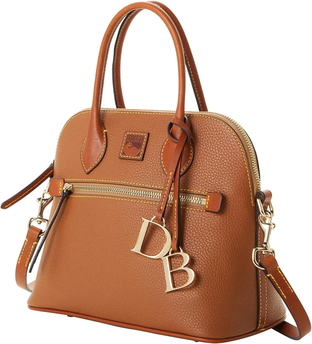Dooney & Bourke Women's Domed Satchel in Pebble Grain Leather, Large Handbag with Adjustable & Detachable Shoulder Strap