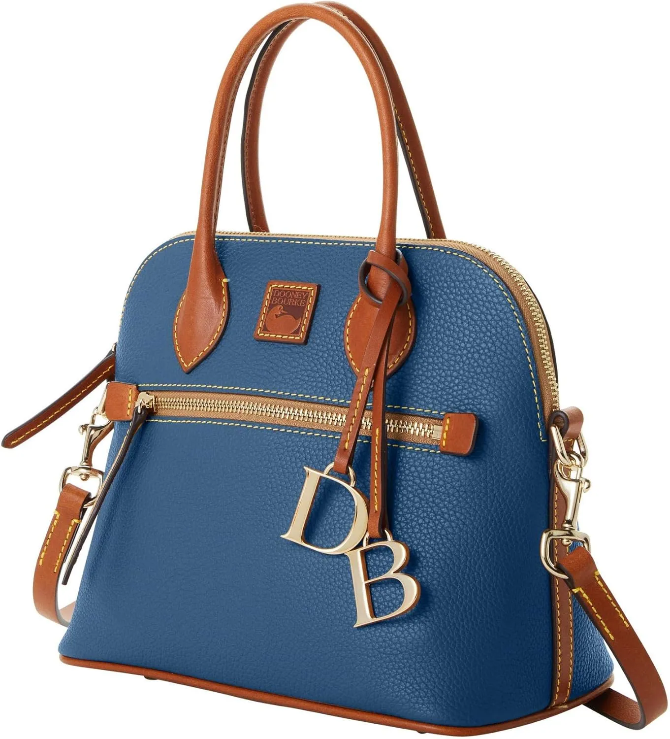 Dooney & Bourke Women's Domed Satchel in Pebble Grain Leather, Large Handbag with Adjustable & Detachable Shoulder Strap