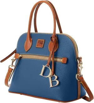 Dooney & Bourke Women's Domed Satchel in Pebble Grain Leather, Large Handbag with Adjustable & Detachable Shoulder Strap