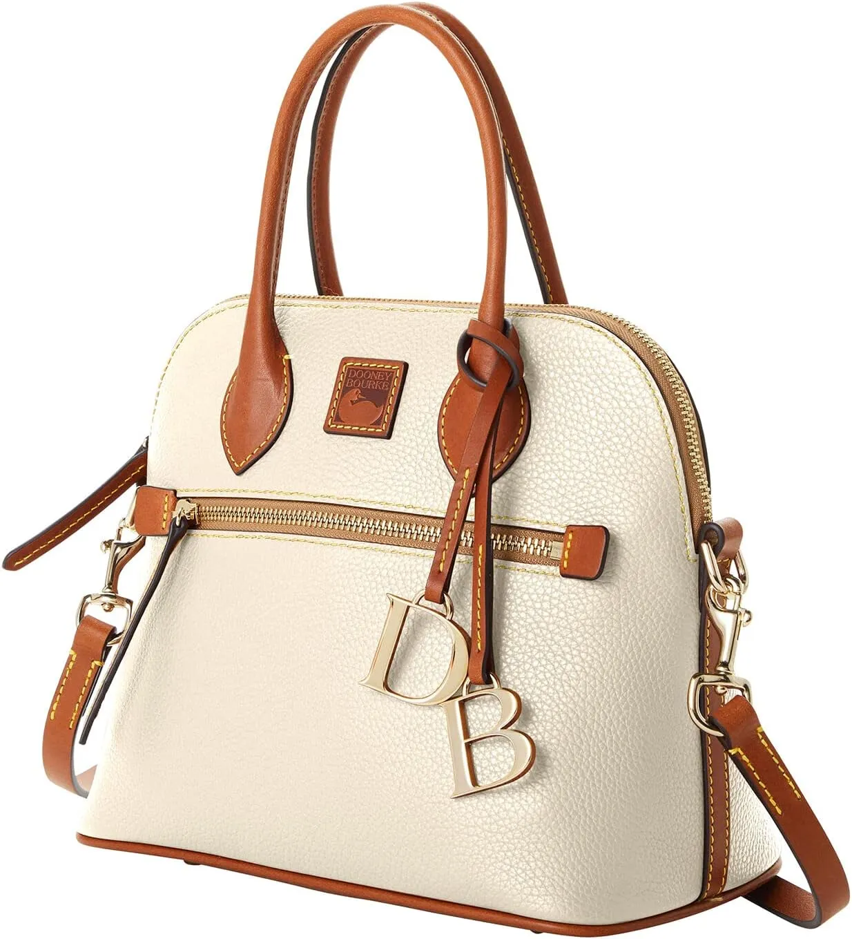 Dooney & Bourke Women's Domed Satchel in Pebble Grain Leather, Large Handbag with Adjustable & Detachable Shoulder Strap