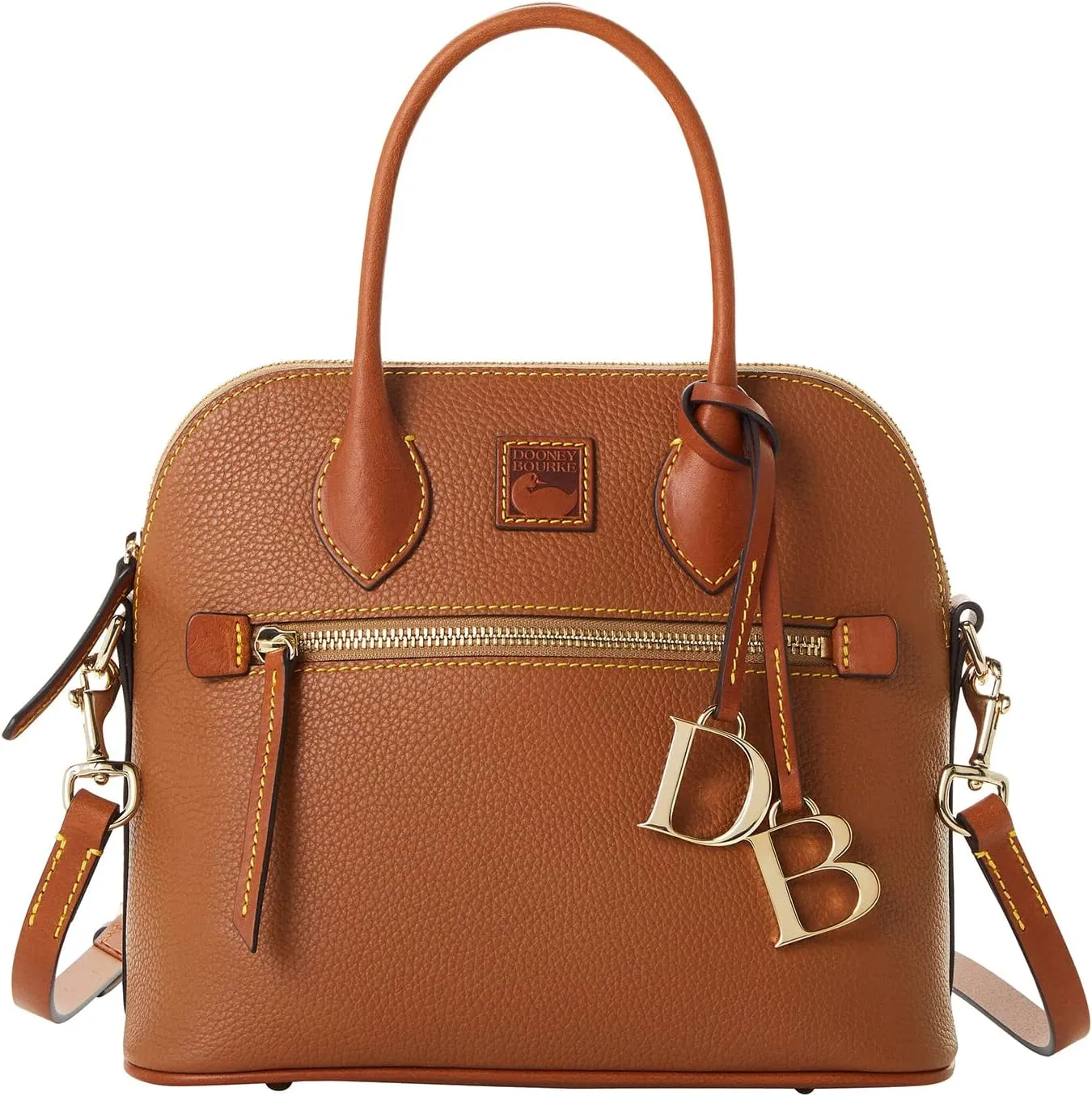 Dooney & Bourke Women's Domed Satchel in Pebble Grain Leather, Large Handbag with Adjustable & Detachable Shoulder Strap