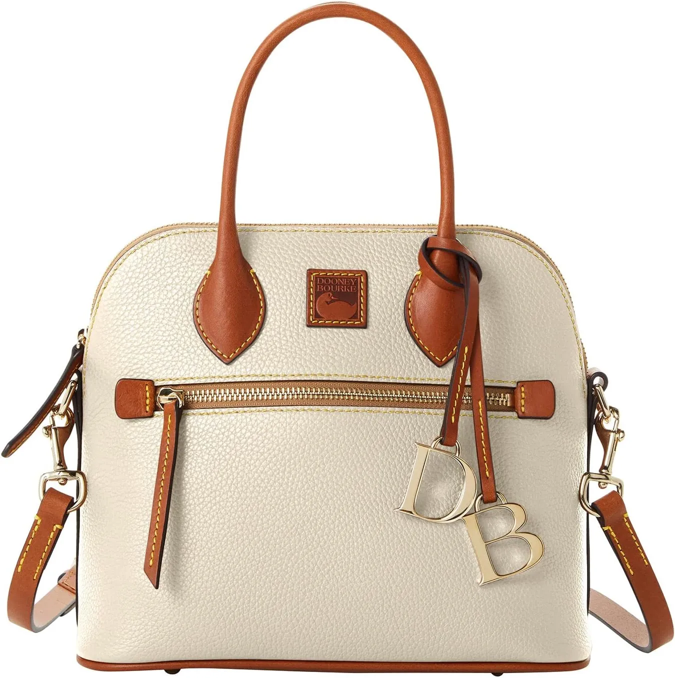 Dooney & Bourke Women's Domed Satchel in Pebble Grain Leather, Large Handbag with Adjustable & Detachable Shoulder Strap