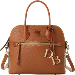 Dooney & Bourke Women's Domed Satchel in Pebble Grain Leather, Large Handbag with Adjustable & Detachable Shoulder Strap