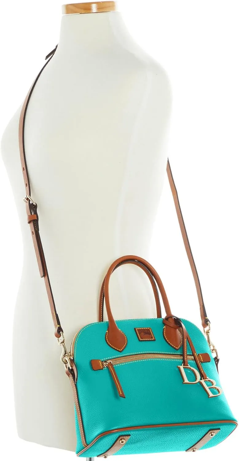 Dooney & Bourke Women's Domed Satchel in Pebble Grain Leather, Large Handbag with Adjustable & Detachable Shoulder Strap