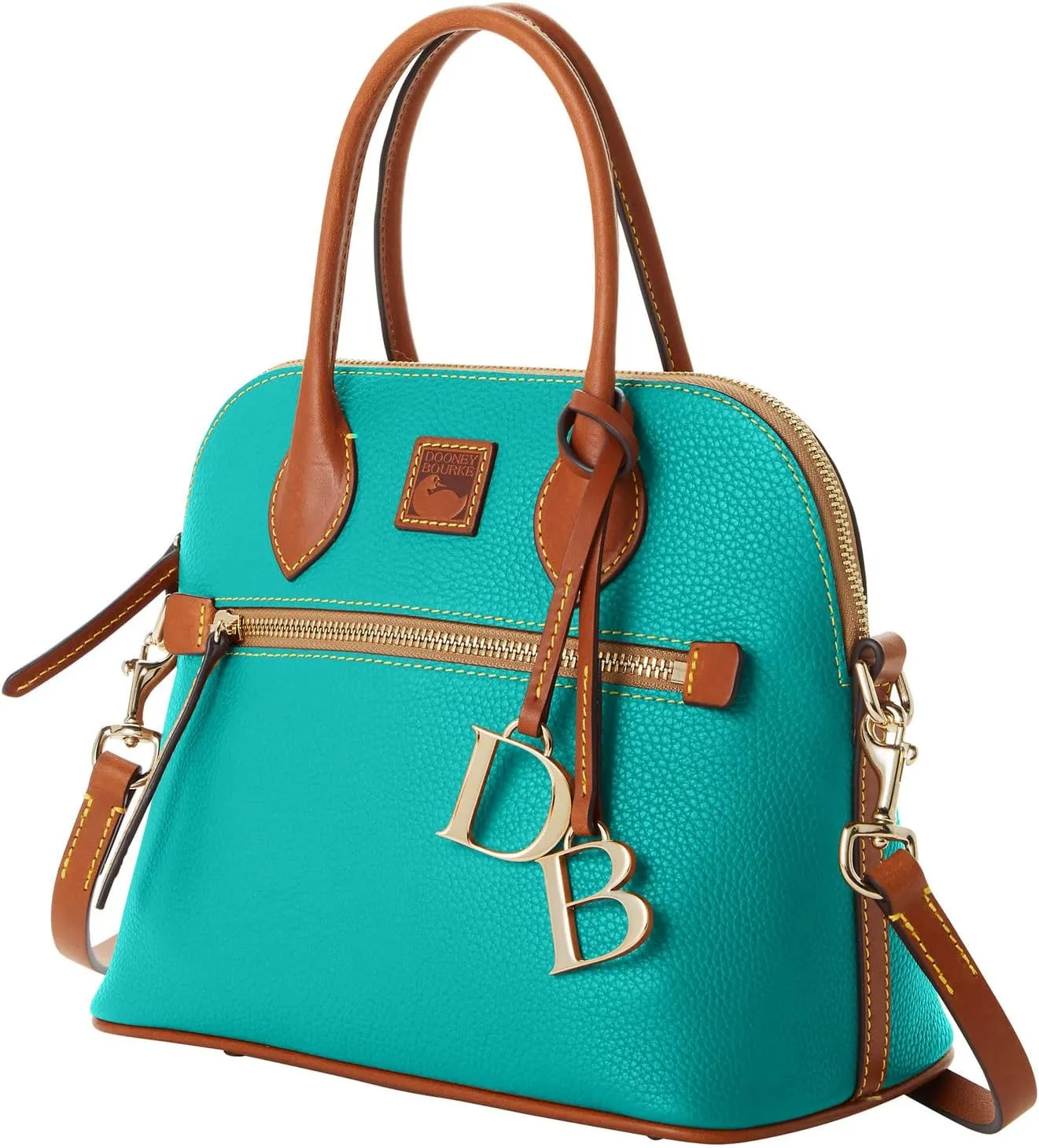 Dooney & Bourke Women's Domed Satchel in Pebble Grain Leather, Large Handbag with Adjustable & Detachable Shoulder Strap
