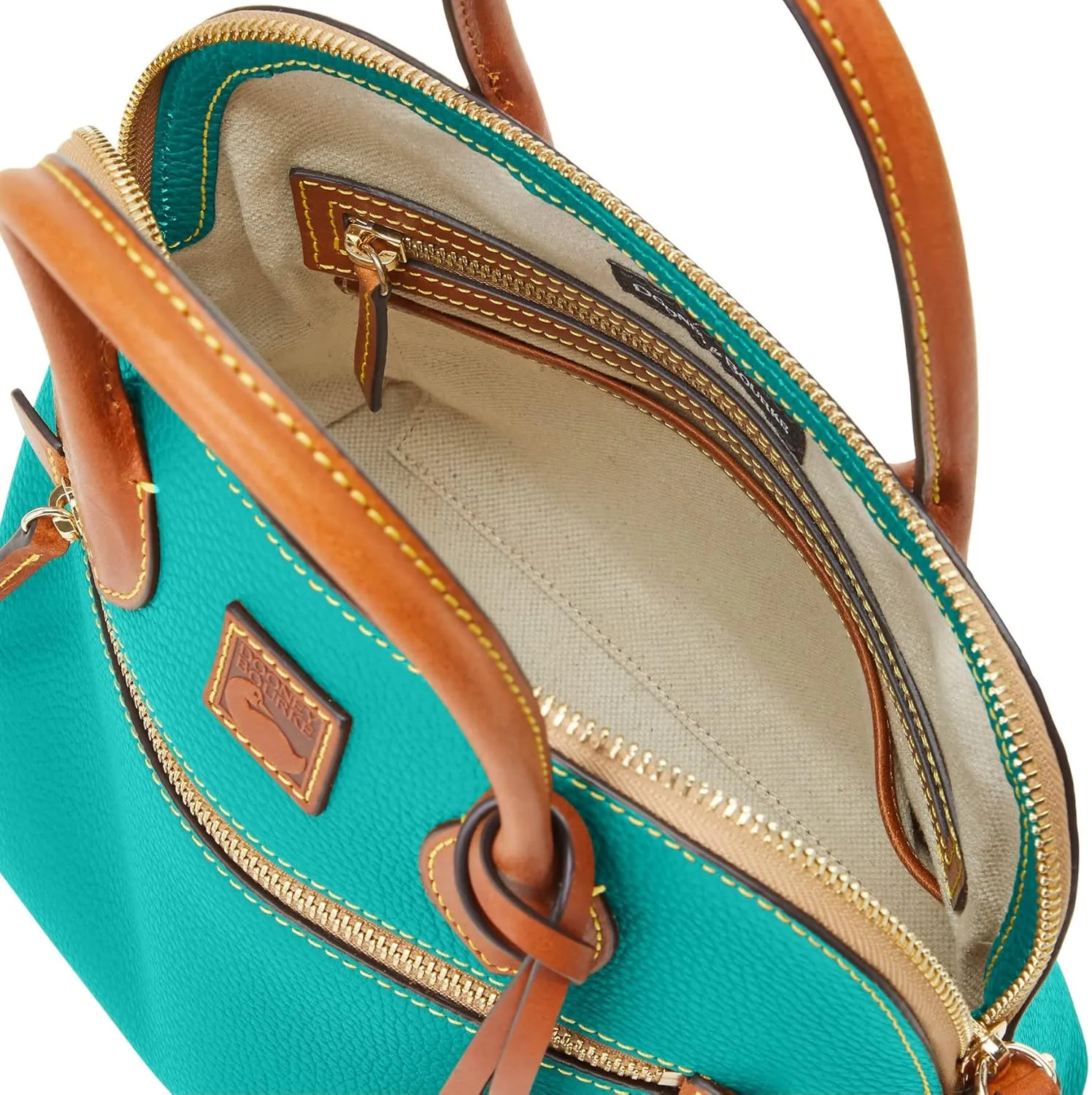 Dooney & Bourke Women's Domed Satchel in Pebble Grain Leather, Large Handbag with Adjustable & Detachable Shoulder Strap