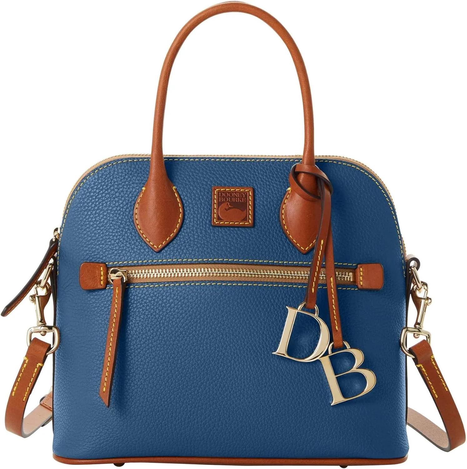 Dooney & Bourke Women's Domed Satchel in Pebble Grain Leather, Large Handbag with Adjustable & Detachable Shoulder Strap