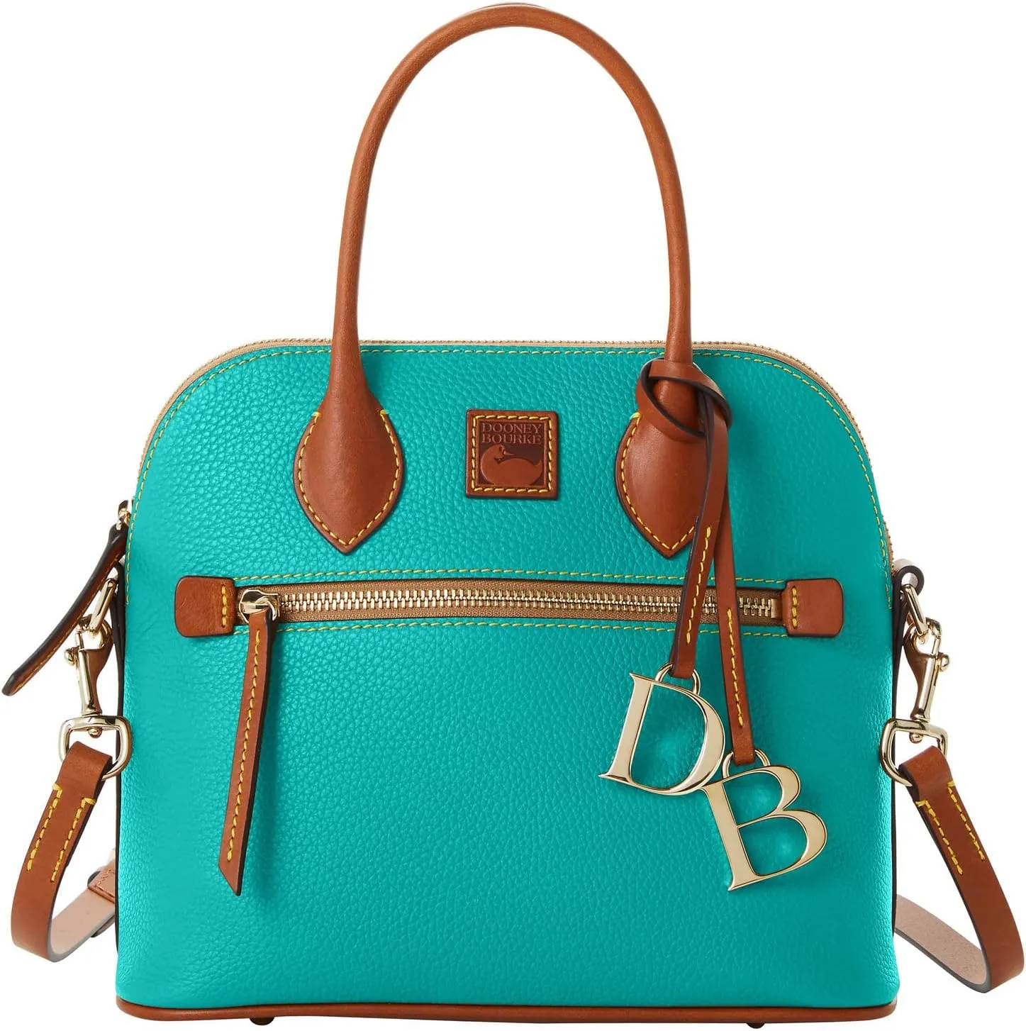 Dooney & Bourke Women's Domed Satchel in Pebble Grain Leather, Large Handbag with Adjustable & Detachable Shoulder Strap