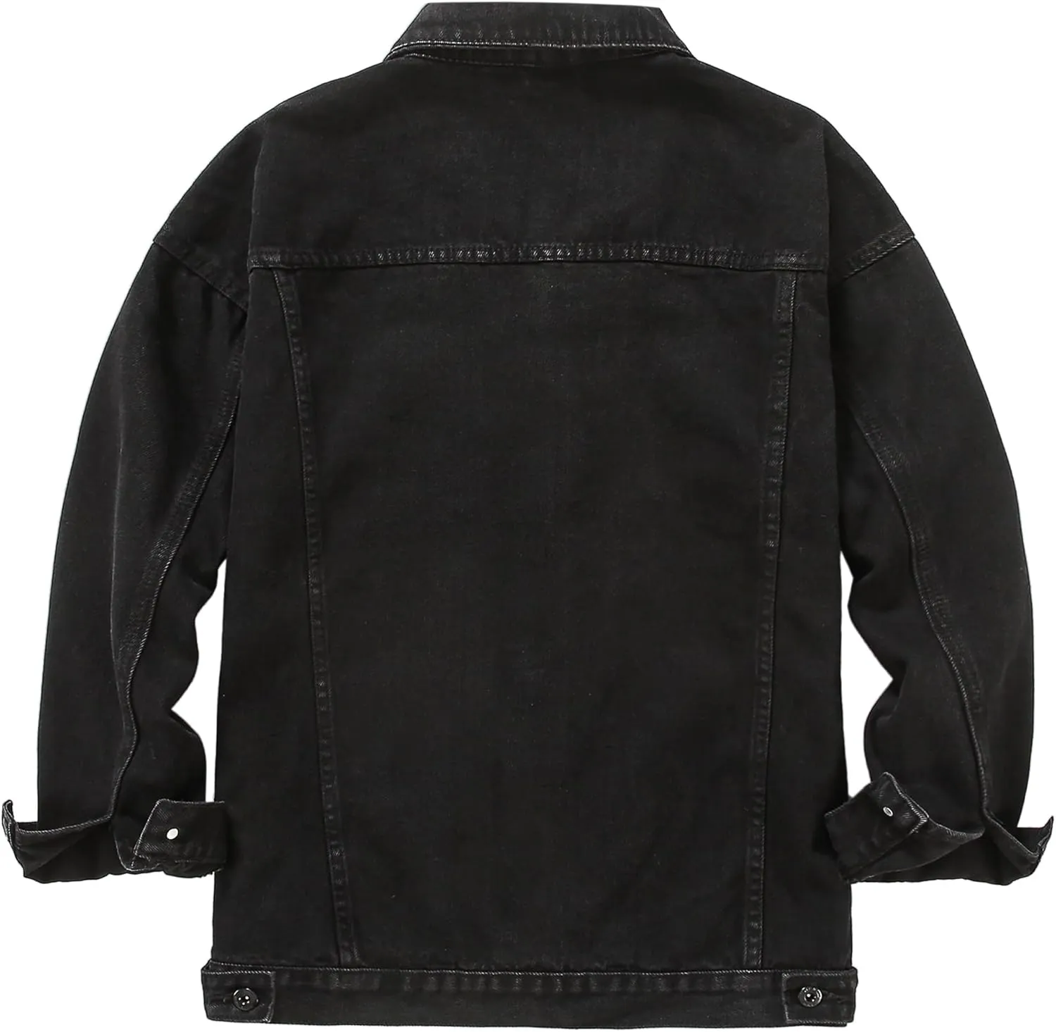 DOSLAVIDA Men's Distressed Denim Jacket Unisex Button Down Jean Coat Casual Long Sleeve Trucker Hooded Jackets Outwear