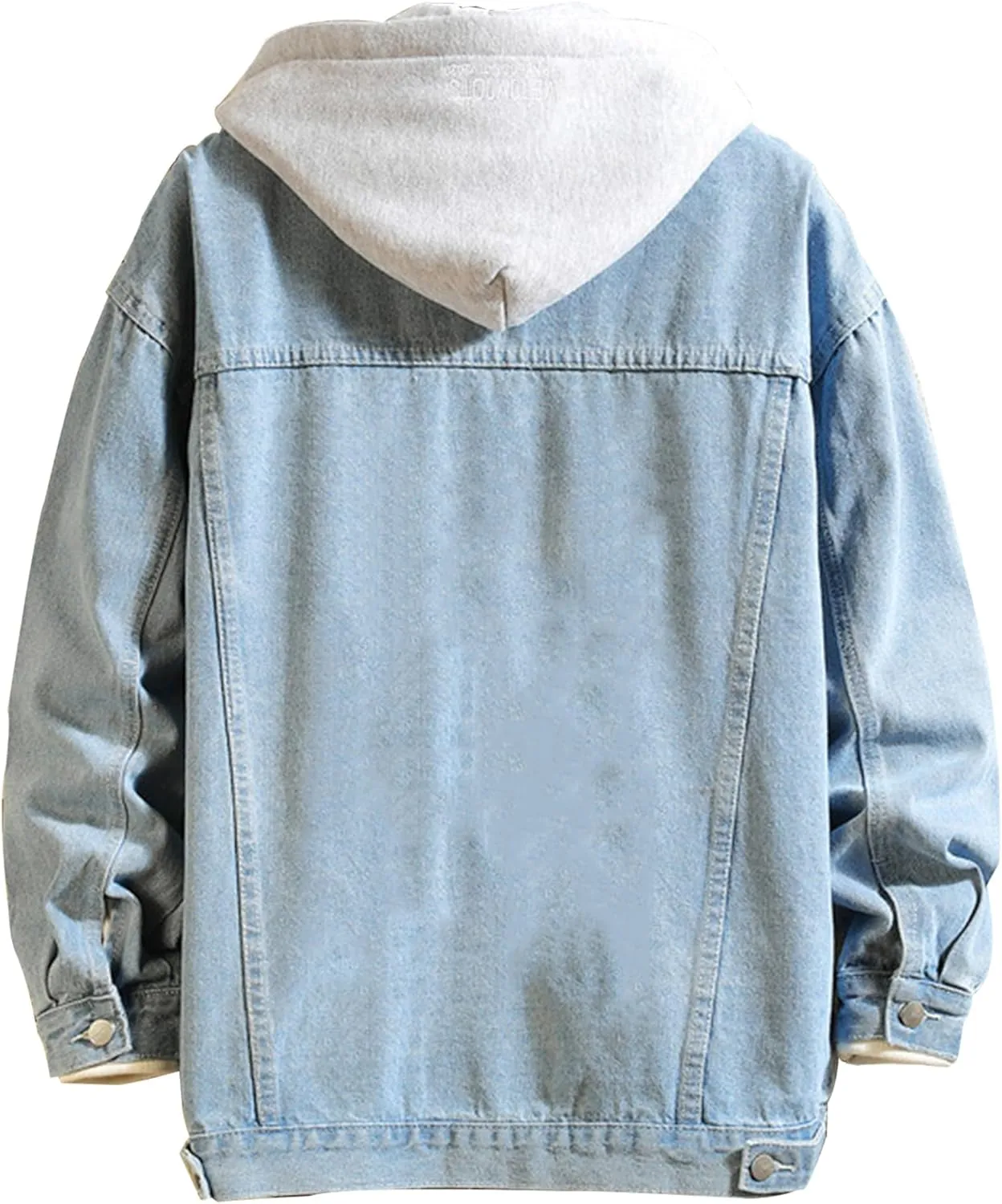 DOSLAVIDA Men's Distressed Denim Jacket Unisex Button Down Jean Coat Casual Long Sleeve Trucker Hooded Jackets Outwear