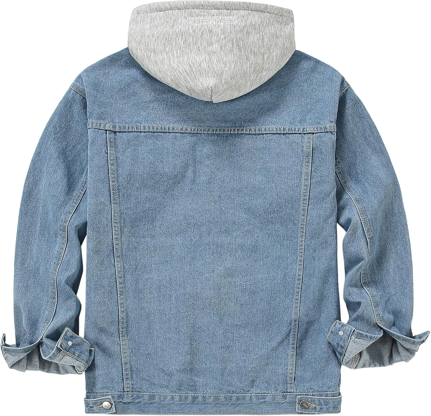 DOSLAVIDA Men's Distressed Denim Jacket Unisex Button Down Jean Coat Casual Long Sleeve Trucker Hooded Jackets Outwear