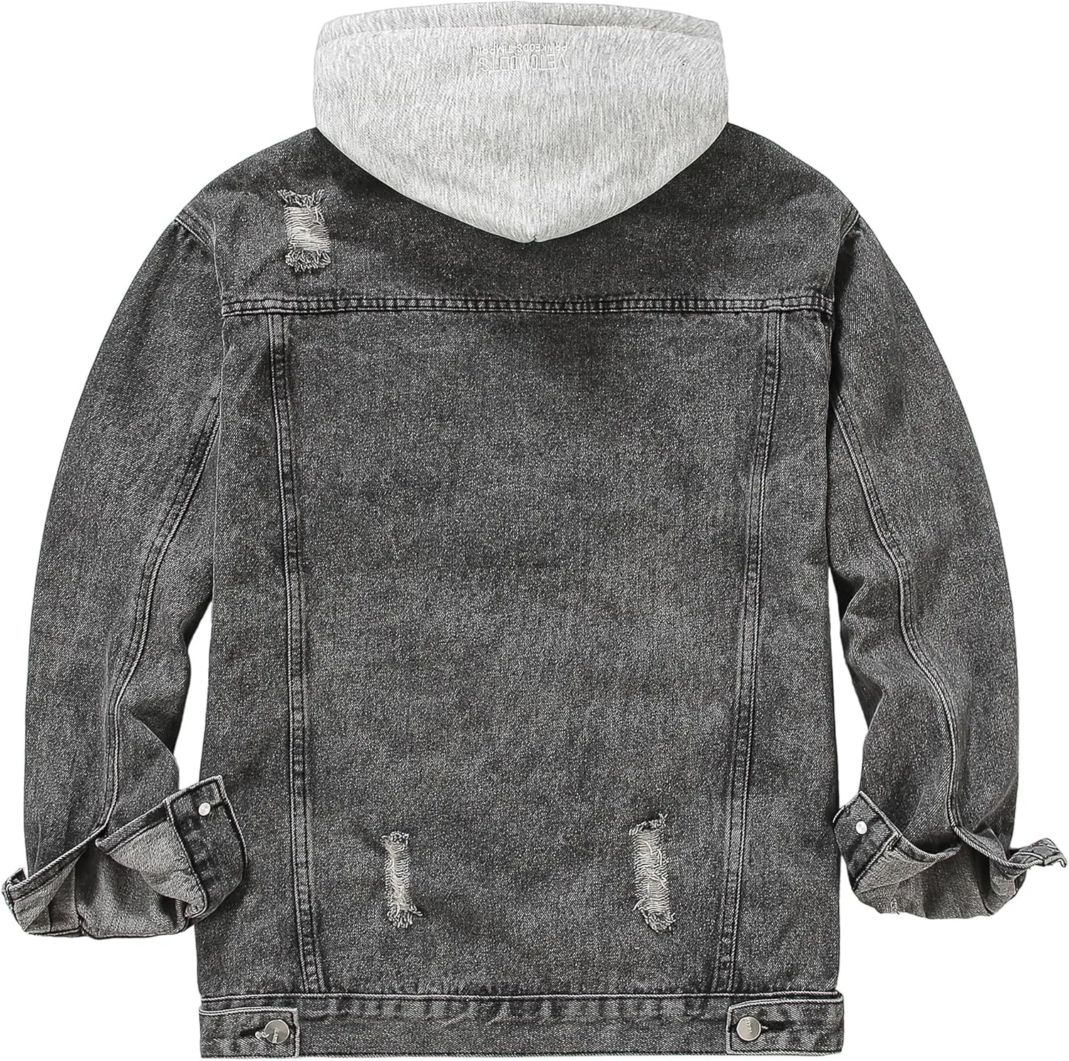 DOSLAVIDA Men's Distressed Denim Jacket Unisex Button Down Jean Coat Casual Long Sleeve Trucker Hooded Jackets Outwear