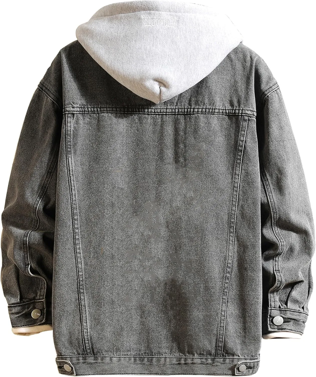 DOSLAVIDA Men's Distressed Denim Jacket Unisex Button Down Jean Coat Casual Long Sleeve Trucker Hooded Jackets Outwear