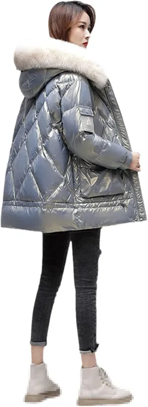 Down Cotton-Padded Jacket For Women Thickening Loose Fashion Glossy Cotton-Padded Jacket Winter Short Coat