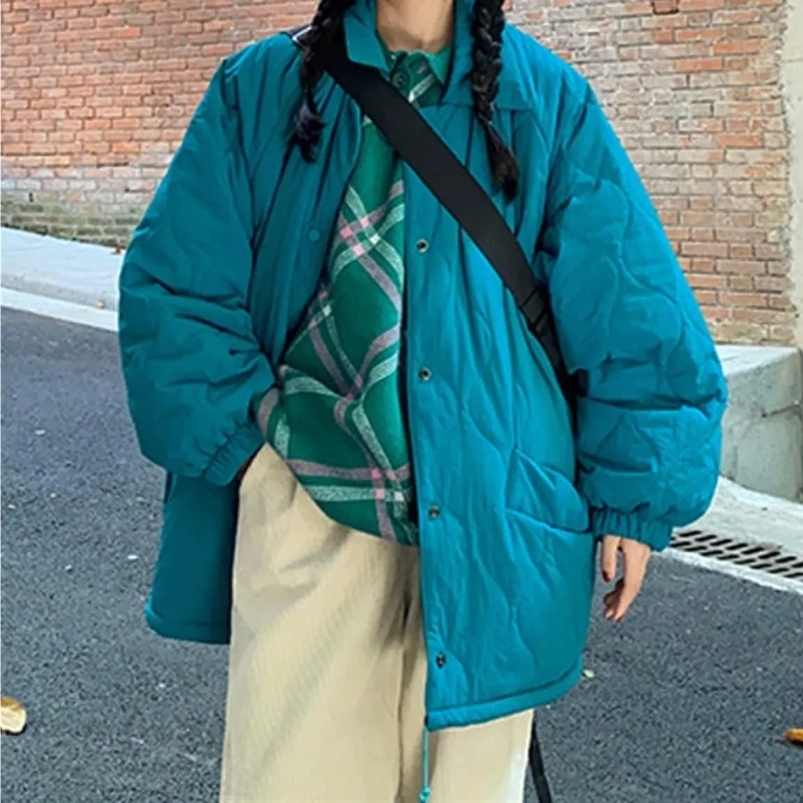 Down jacket women Woman Winter Solid Color Lapel Parkas Cotton-padded Warm Jackets Thicken Coat Female Clothing Tops