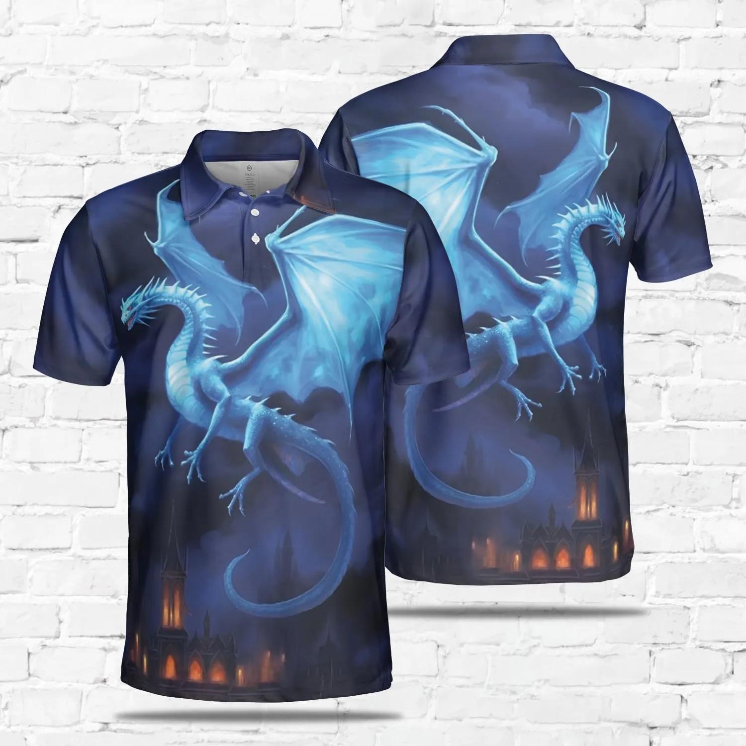Dragon Polo Shirts for Men - Mythical Creature Men's Regular Fit Quick Dry Golf Polo Shirt Series 06