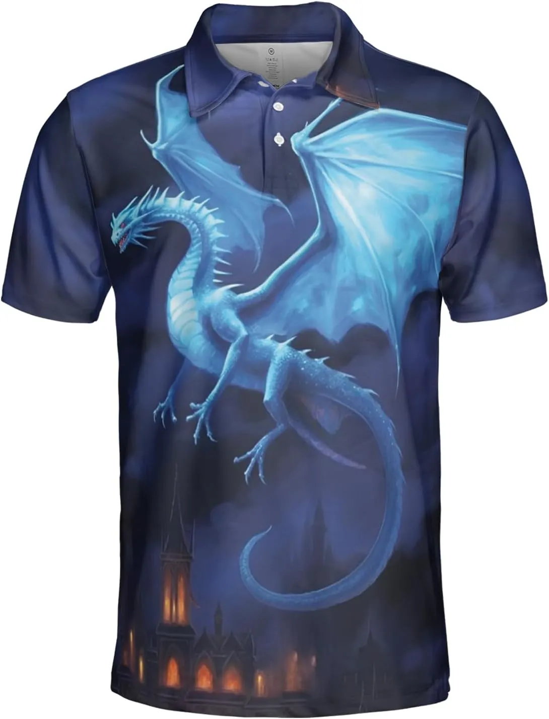 Dragon Polo Shirts for Men - Mythical Creature Men's Regular Fit Quick Dry Golf Polo Shirt Series 06