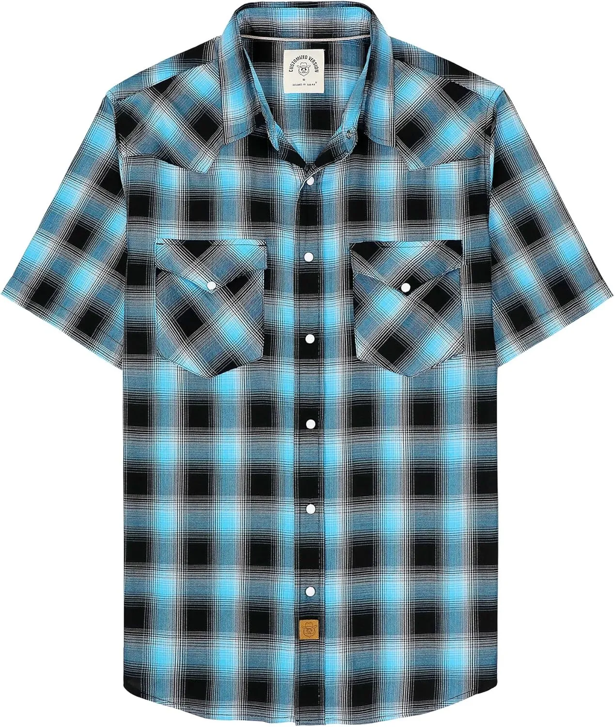 Dubinik50% Viscose derived from Bamboo,50% Polyester Mens Short Sleeve Western Cowboy Pearl Snap Casual Plaid Shirts for Men