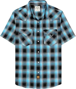 Dubinik50% Viscose derived from Bamboo,50% Polyester Mens Short Sleeve Western Cowboy Pearl Snap Casual Plaid Shirts for Men