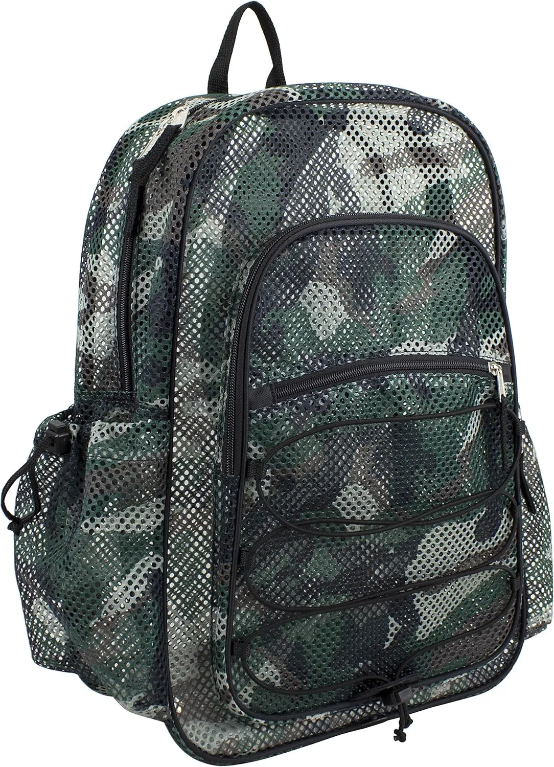 Eastsport Heavy Duty Mesh Backpack with Comfort Padded Straps and Adjustable Bungee for Work, Sports, Beach, College and Security, Army Green Camo