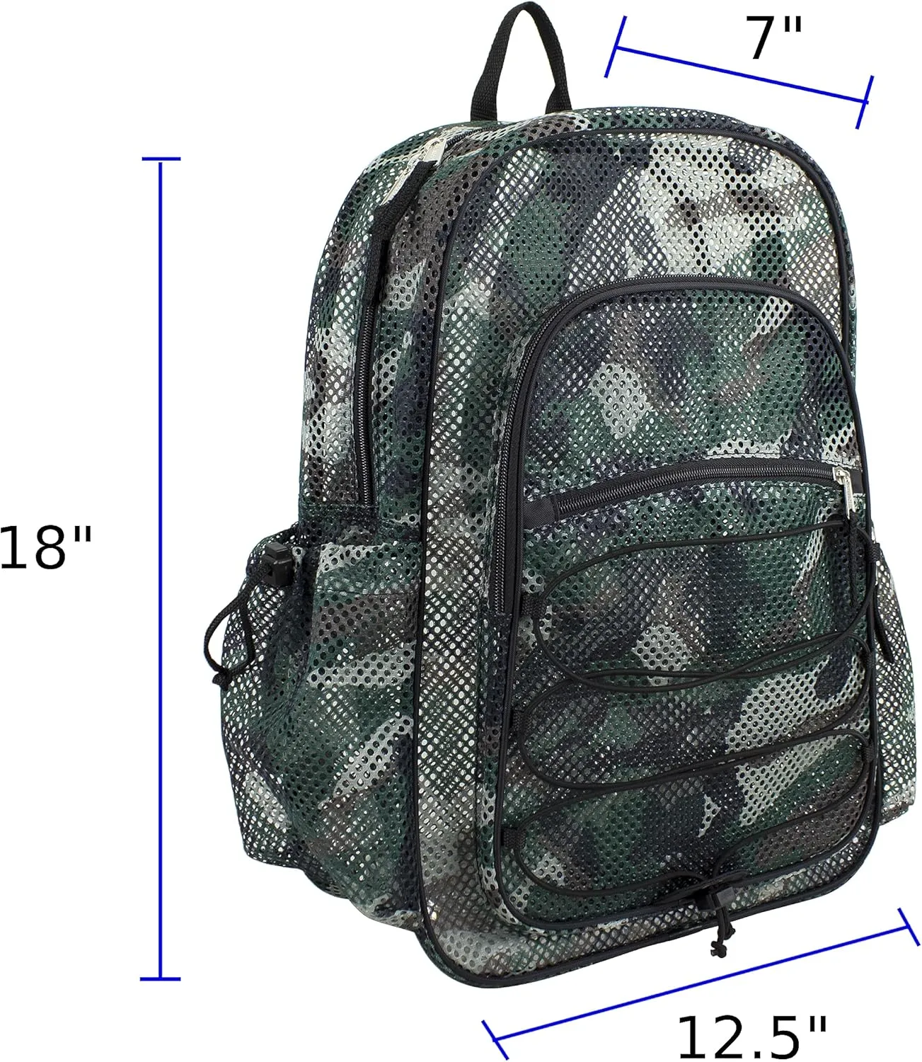 Eastsport Heavy Duty Mesh Backpack with Comfort Padded Straps and Adjustable Bungee for Work, Sports, Beach, College and Security, Army Green Camo