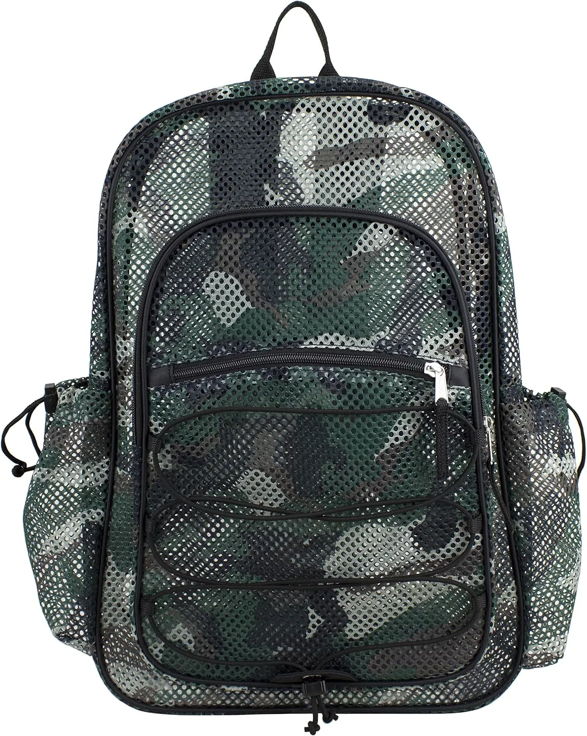 Eastsport Heavy Duty Mesh Backpack with Comfort Padded Straps and Adjustable Bungee for Work, Sports, Beach, College and Security, Army Green Camo
