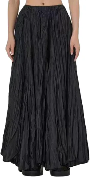 Ecirod Womens A Line Swing Pleated Maxi Skirt Summer Casual Vacation Low Rise Flowy Dance Long Skirt