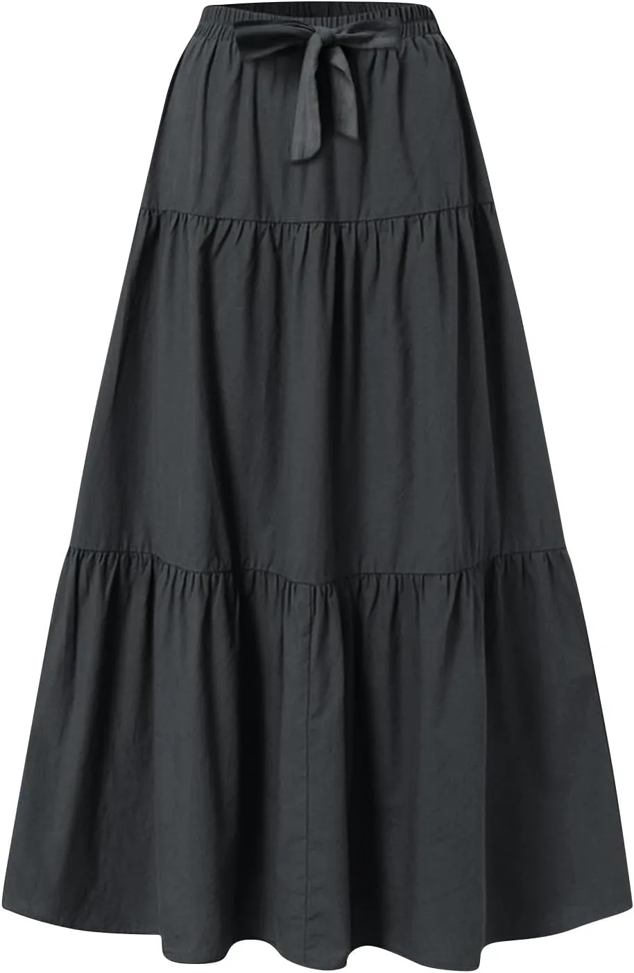 Elastic Waistband Long Beach Skirt Elegant Swinging Layered White Dress Women Beach Fashion for Women Black Skirt