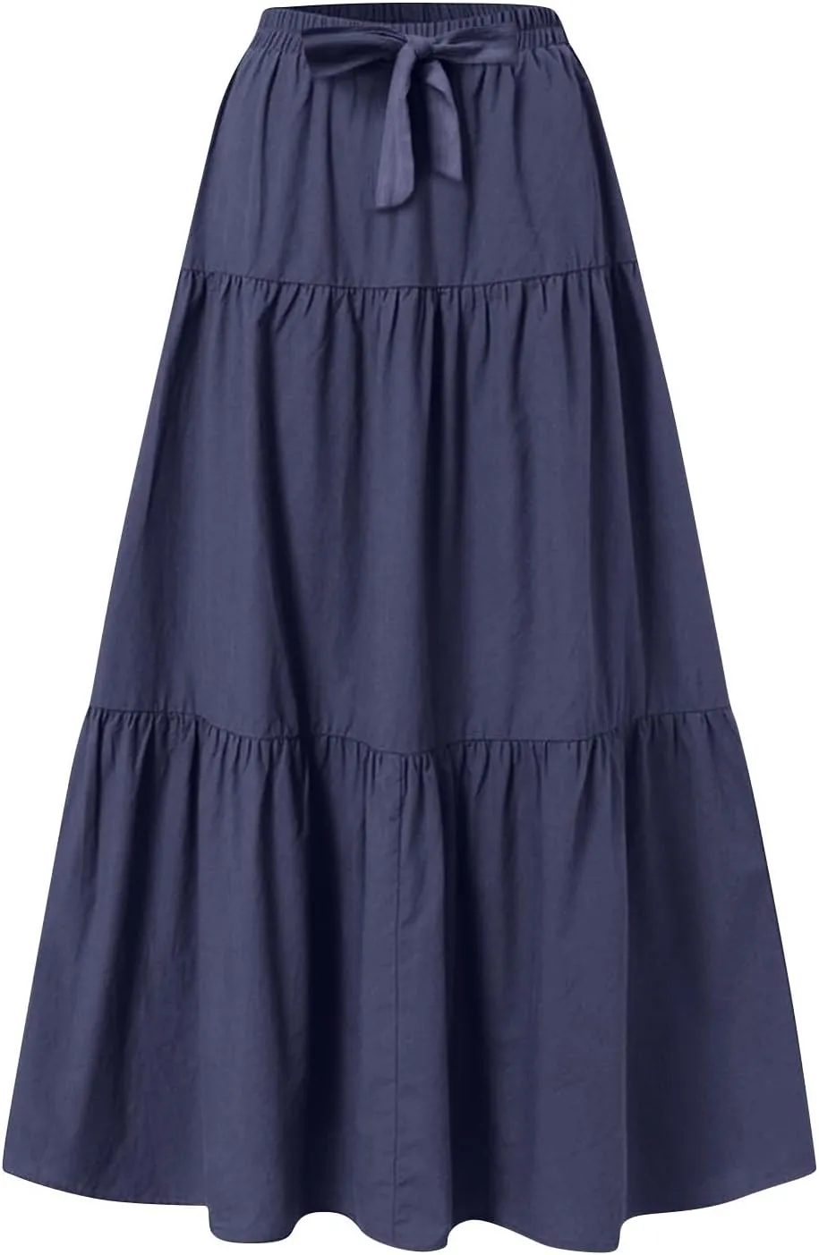 Elastic Waistband Long Beach Skirt Elegant Swinging Layered White Dress Women Beach Fashion for Women Black Skirt
