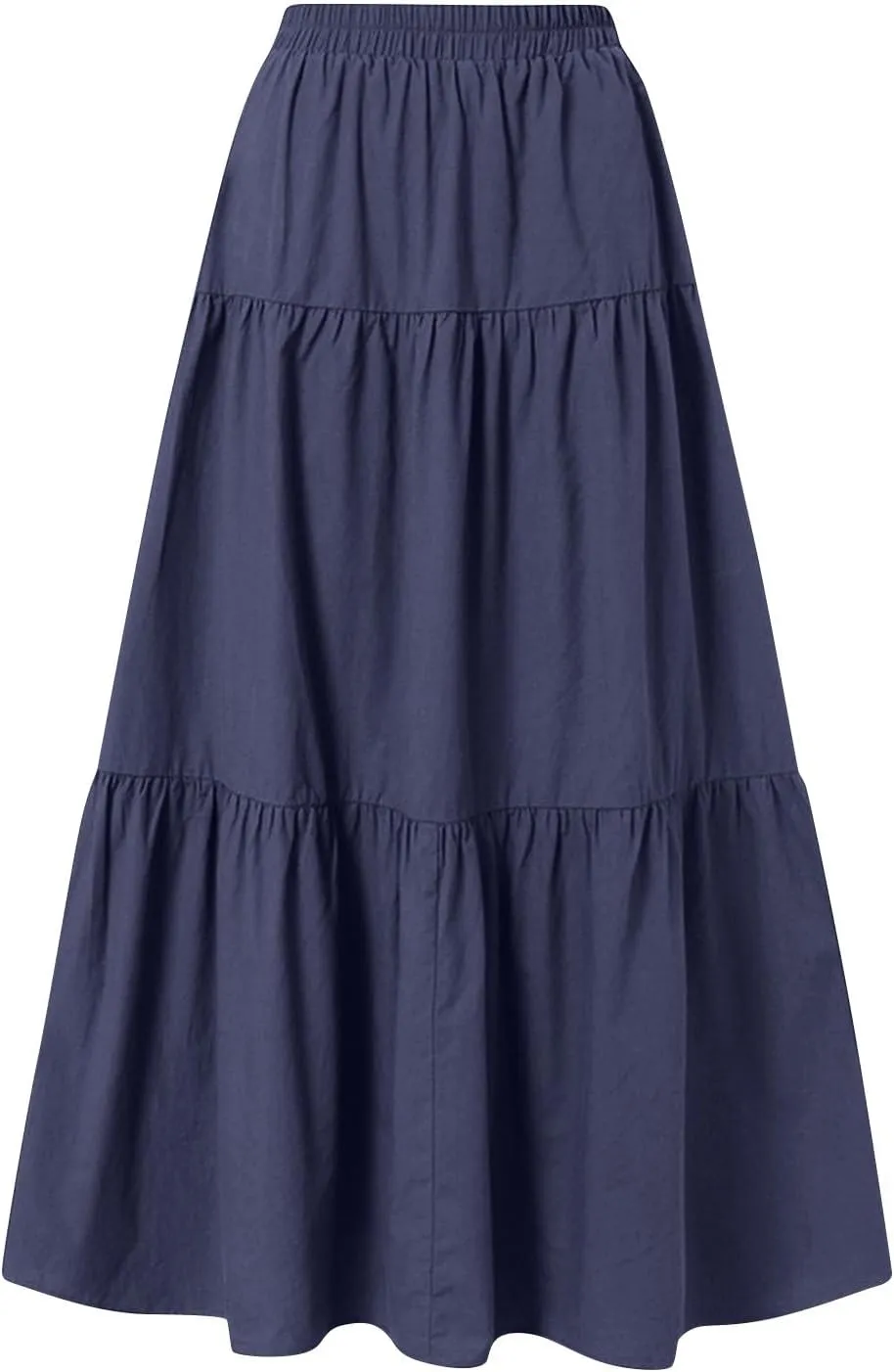 Elastic Waistband Long Beach Skirt Elegant Swinging Layered White Dress Women Beach Fashion for Women Black Skirt