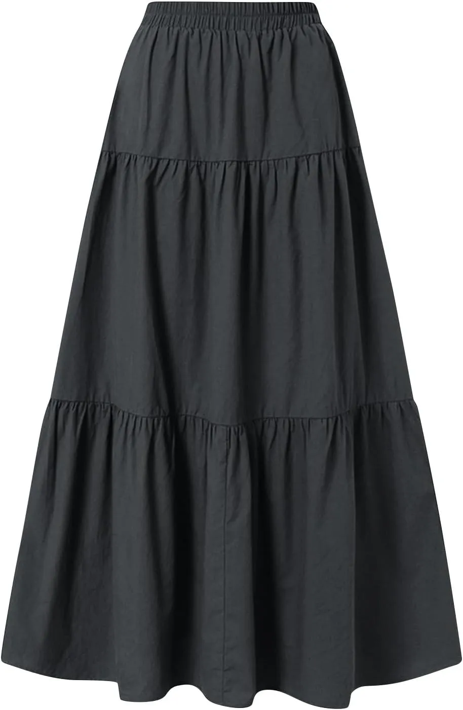 Elastic Waistband Long Beach Skirt Elegant Swinging Layered White Dress Women Beach Fashion for Women Black Skirt