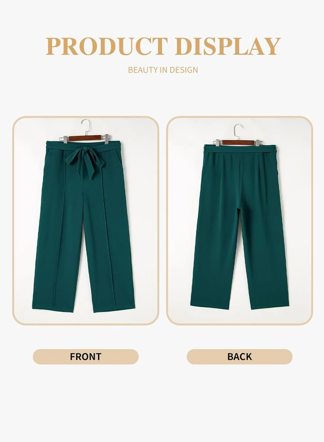 Eytino Plus Size Pants for Women Casual High Waisted Tie Knot Loose Work Pant Lounge Trousers with Pockets(1X-5X)