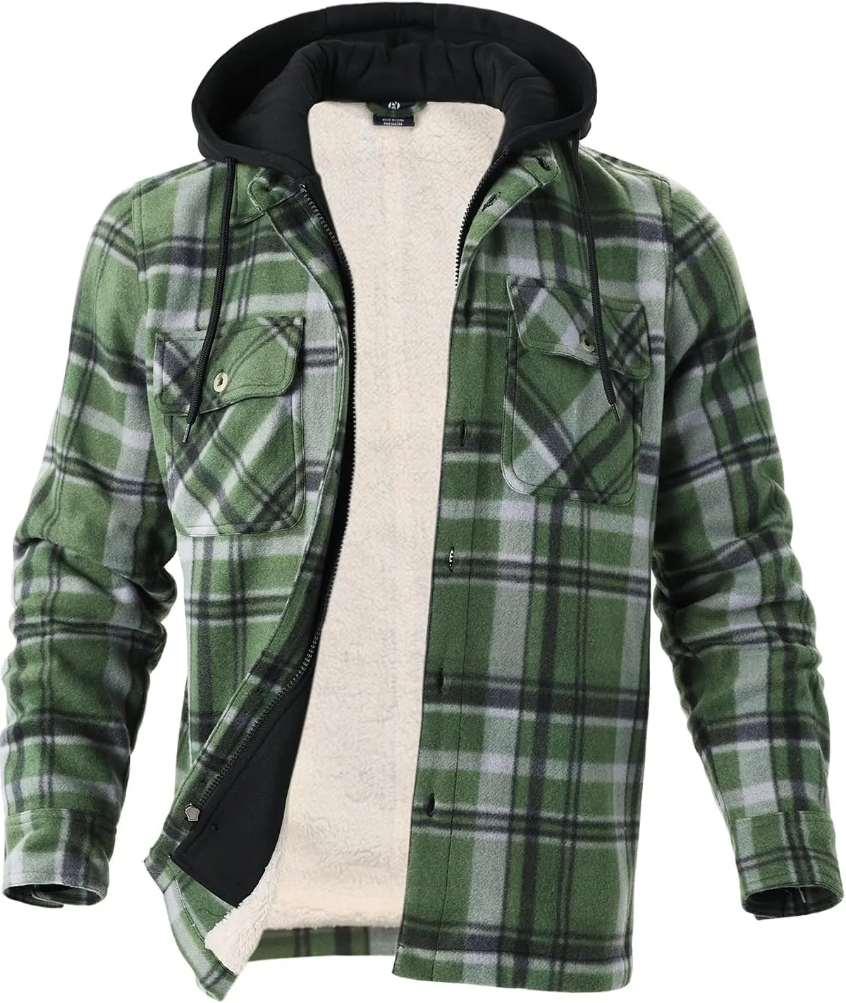 Facitisu Men's Winter Zip Up Hoodie Sherpa Fleece Sweatshirt Warm Thick heavyweight Coats