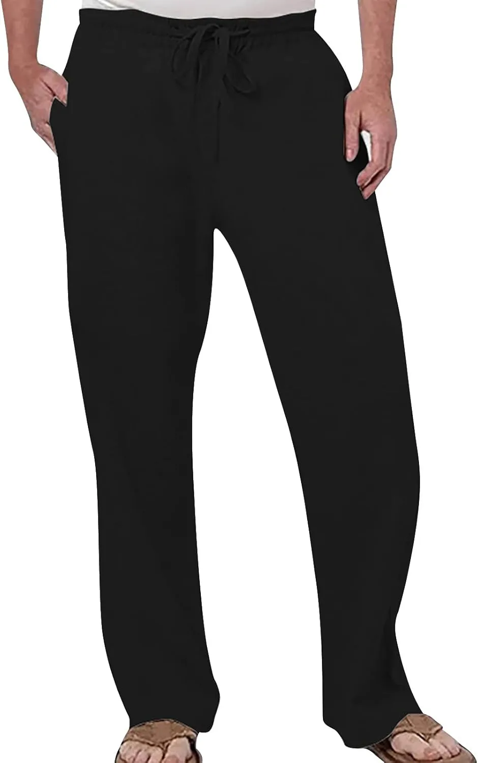 Fashion Joggers for Men Drawstring Wide Straight Leg Pants Regular Fit Long Pant Outdoor Hiking Trousers Black Chino Mens Yoga Pants