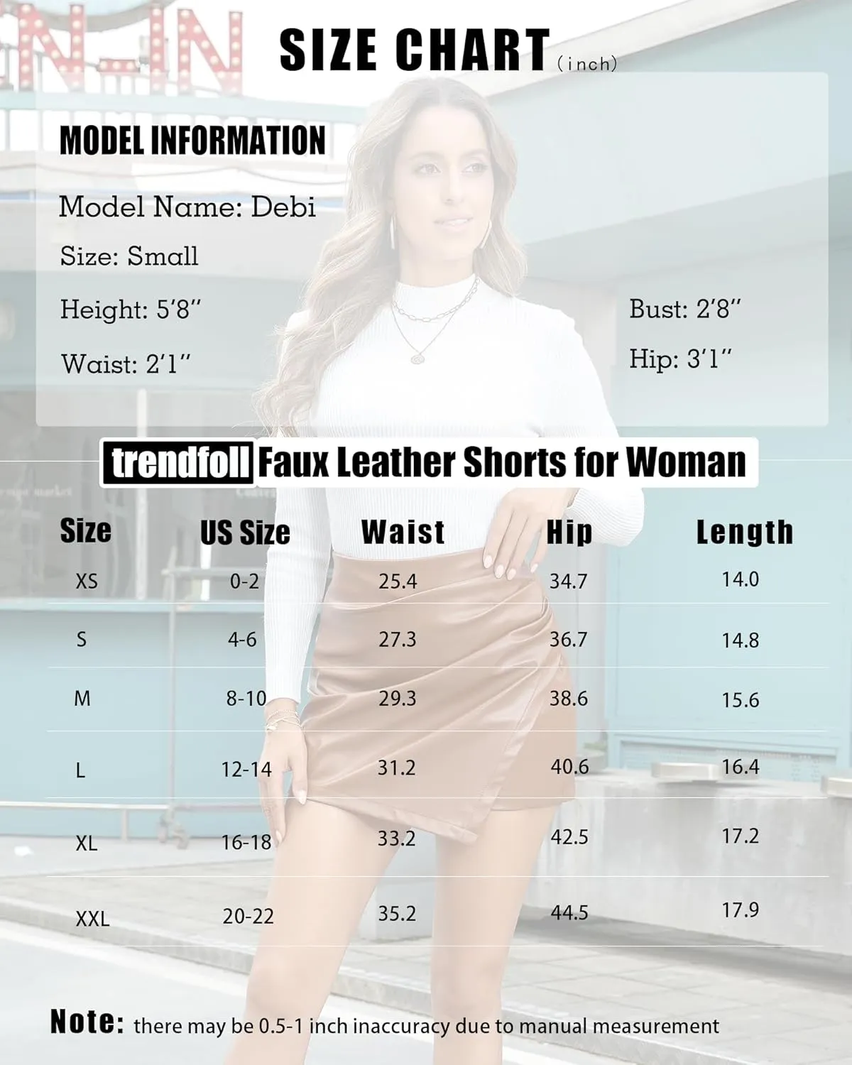 Faux Leather Skorts for Woman High Waisted PU Leather Shorts Elastic Waist Ruched Wrap Skorts Skirts