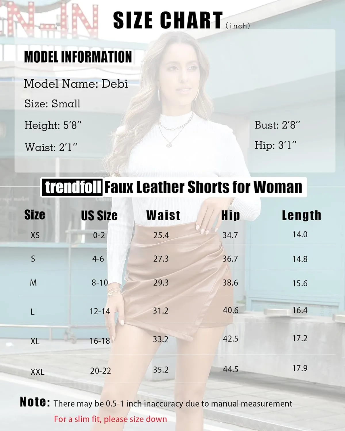Faux Leather Skorts for Woman High Waisted PU Leather Shorts Elastic Waist Ruched Wrap Skorts Skirts