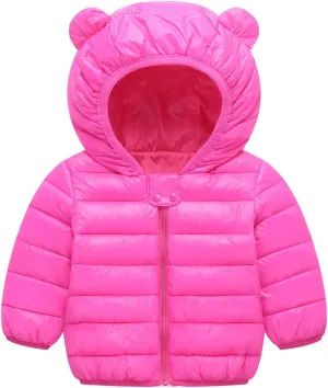 Favorland Baby Boys Girls Toddler Kids Winter Coats with Ears Hoods Padded Puffer Jacket
