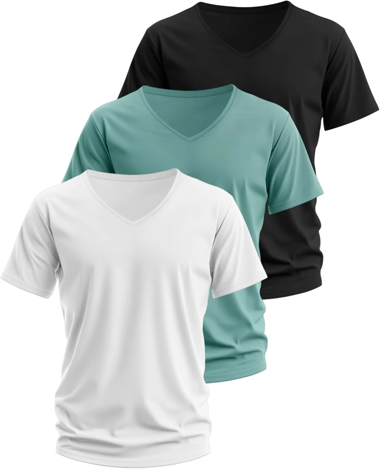 Ficerd 3 Pack Men's V Neck 95% Cotton T-Shirts M-7xl Big Tall Regular Soft Short Sleeve Basic 2025 Summer Clothes