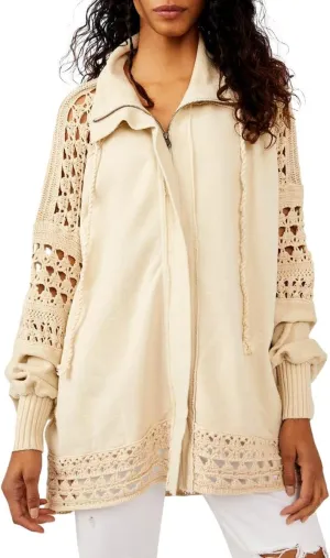 Free People Women's Dune Bug Cardigan Sweater, White Swan, Small