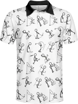 Funny Golf Shirt for Men Hawaiian Print Mens Polo Shirts Retro Printed Outfit
