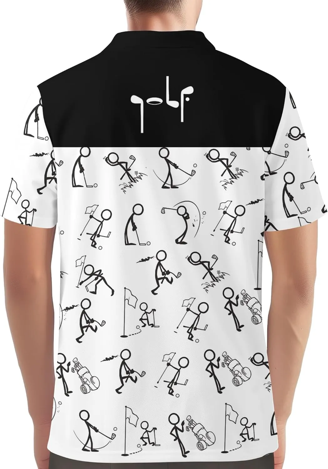 Funny Golf Shirt for Men Hawaiian Print Mens Polo Shirts Retro Printed Outfit