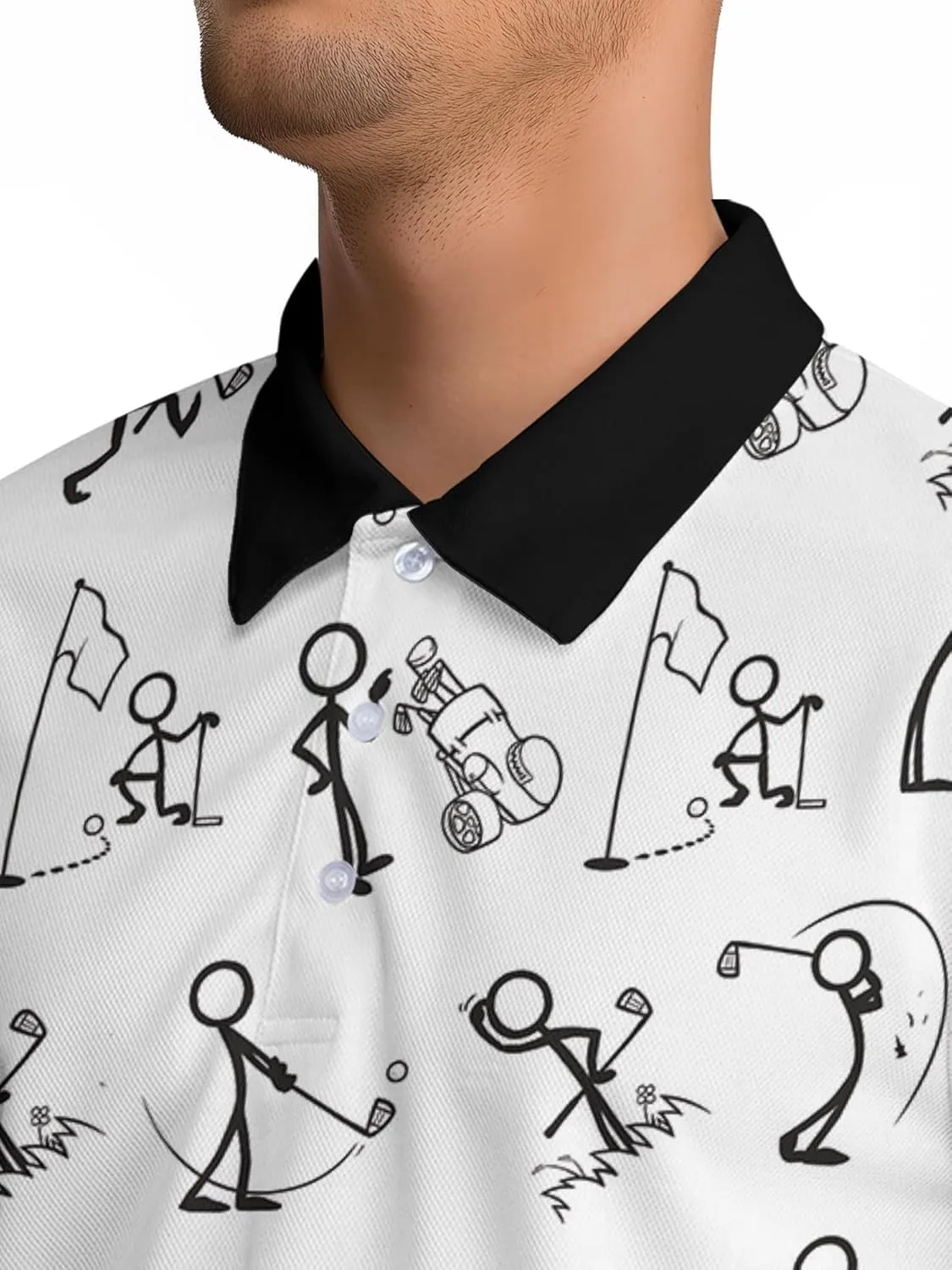 Funny Golf Shirt for Men Hawaiian Print Mens Polo Shirts Retro Printed Outfit