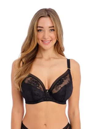 Fusion Lace Black Plunge Padded Bra