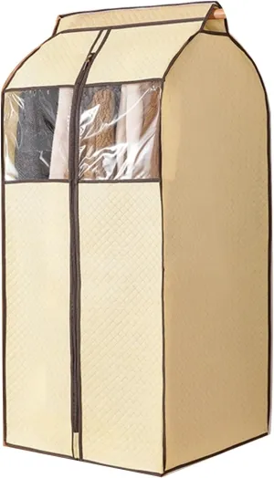 Garment Bags for Hanging Clothes, Coat Covers for Closet with Metal Zipper and Transparent Window, Suitable for Coats, Suits, Dresses(Beige,30x52x110cm x20x43in)