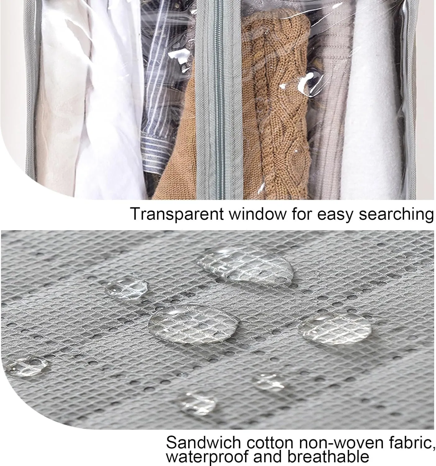 Garment Bags for Hanging Clothes, Coat Covers for Closet with Metal Zipper and Transparent Window, Suitable for Coats, Suits, Dresses(Beige,30x52x110cm x20x43in)