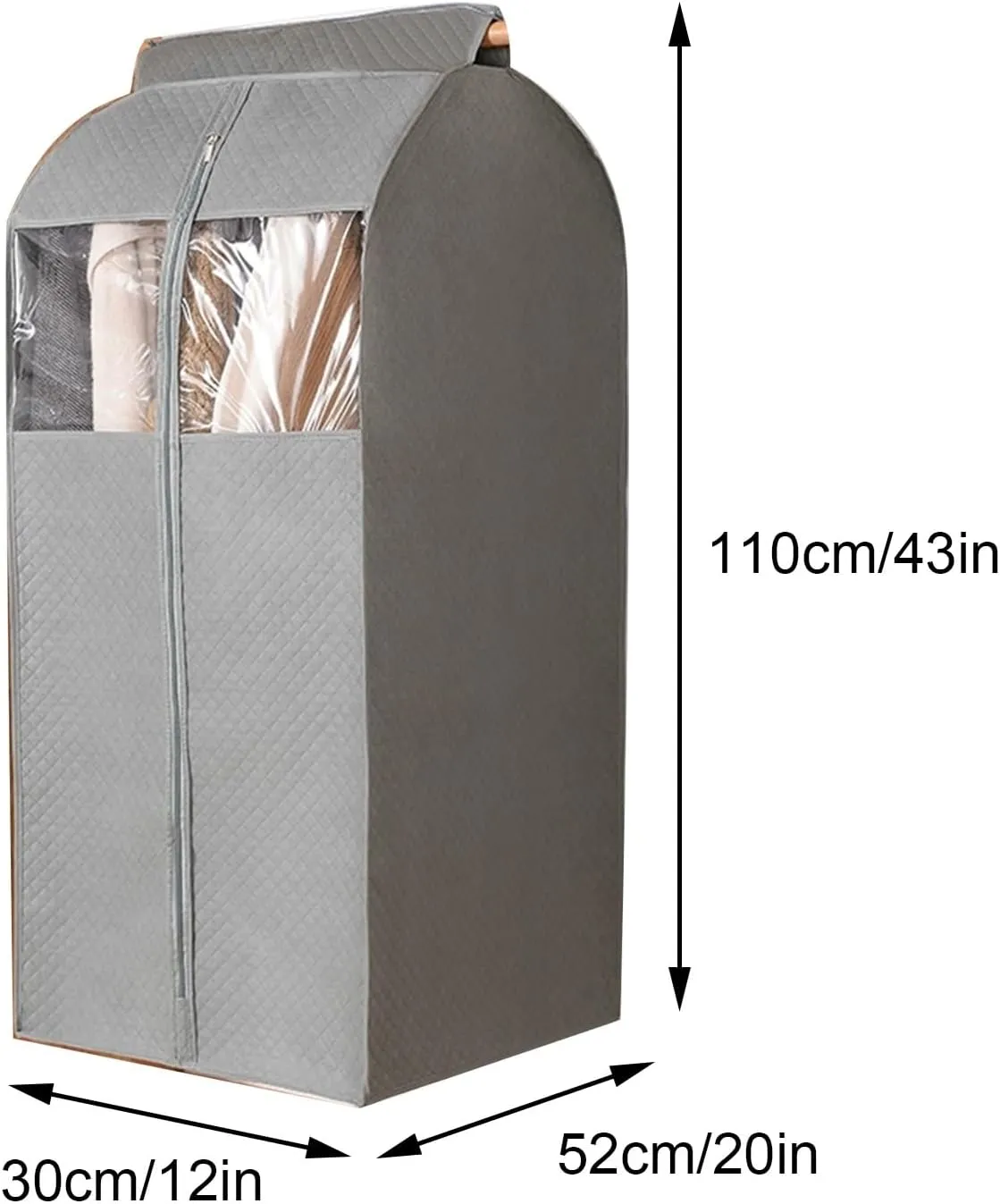 Garment Bags for Hanging Clothes, Coat Covers for Closet with Metal Zipper and Transparent Window, Suitable for Coats, Suits, Dresses(Beige,30x52x110cm x20x43in)
