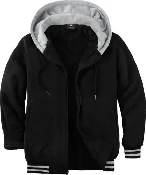 GEEK LIGHTING Mens Fleece Lined Hoodies Zip Up Waffle Knit Thicken Hooded Sweatshirts Winter Jackets