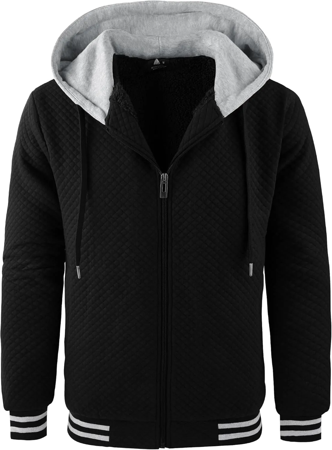GEEK LIGHTING Mens Fleece Lined Hoodies Zip Up Waffle Knit Thicken Hooded Sweatshirts Winter Jackets